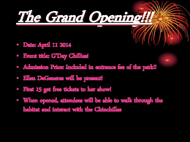 The Grand Opening!!! • • • Date: April 11 2014 Event title: G’Day Chillies!