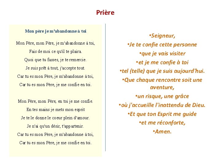 Prière Mon père je m'abandonne à toi Mon Père, mon Père, je m'abandonne à
