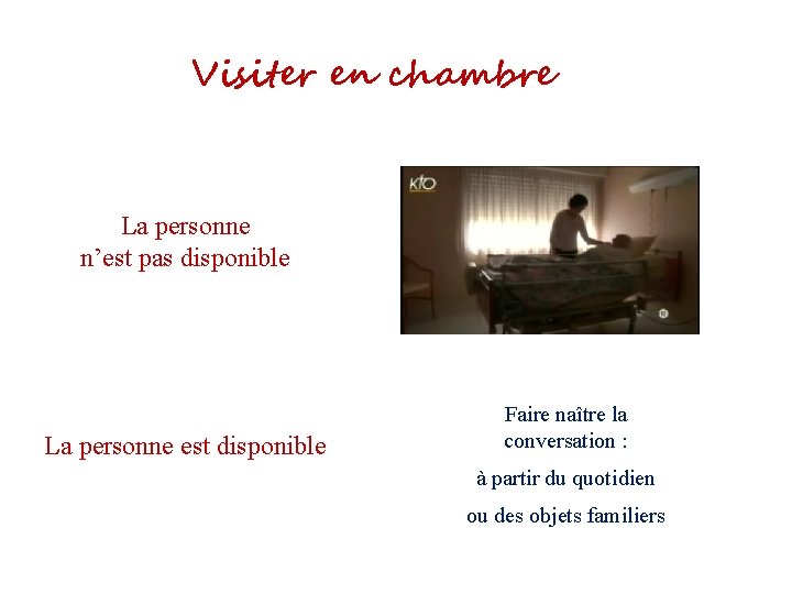 Visiter en chambre La personne n’est pas disponible La personne est disponible Faire naître