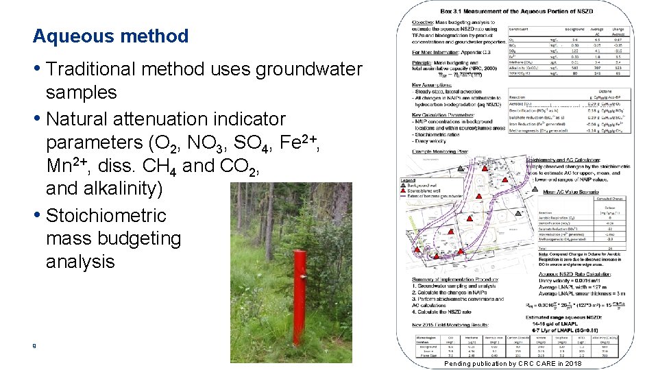 Aqueous method • Traditional method uses groundwater samples • Natural attenuation indicator parameters (O