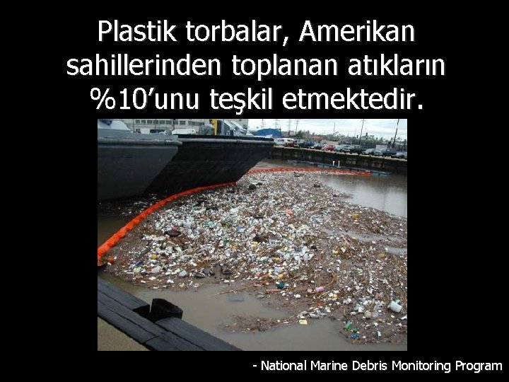 Plastik torbalar, Amerikan sahillerinden toplanan atıkların %10’unu teşkil etmektedir. - National Marine Debris Monitoring