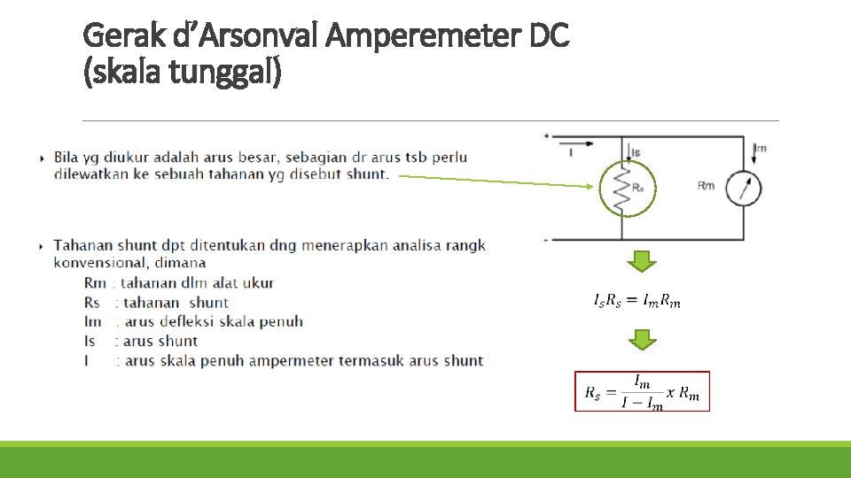 Gerak d’Arsonval Amperemeter DC (skala tunggal) 