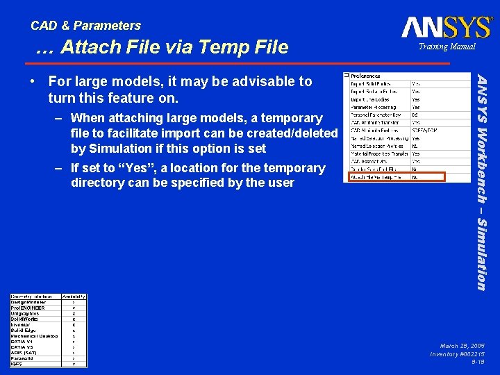 CAD & Parameters … Attach File via Temp File – When attaching large models,