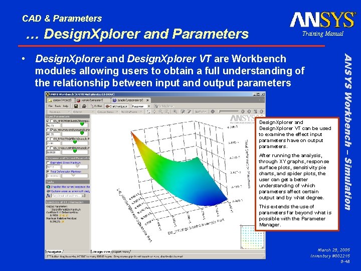 CAD & Parameters … Design. Xplorer and Parameters Training Manual Design. Xplorer and Design.