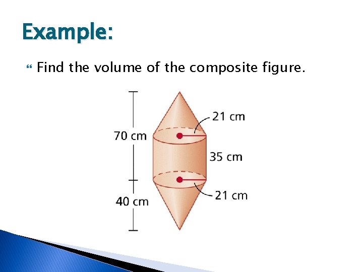 Example: Find the volume of the composite figure. 