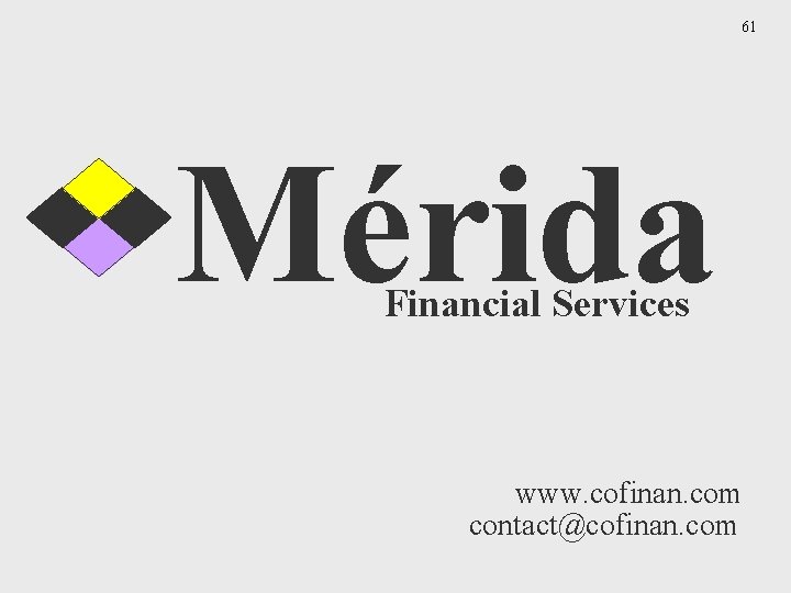 61 Mérida Financial Services www. cofinan. com contact@cofinan. com 