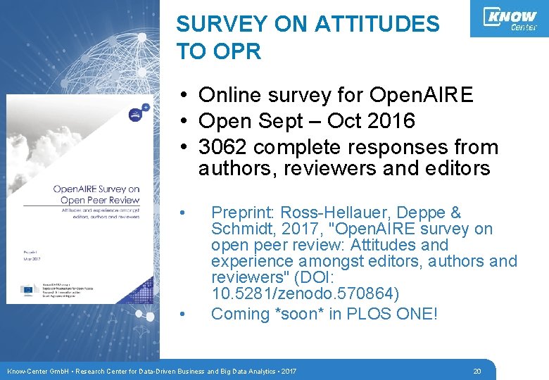 SURVEY ON ATTITUDES TO OPR • Online survey for Open. AIRE • Open Sept