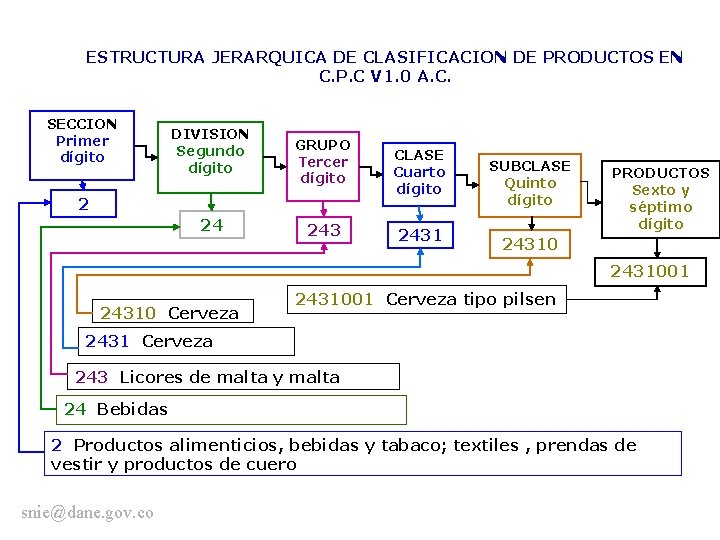 ESTRUCTURA JERARQUICA DE CLASIFICACION DE PRODUCTOS EN C. P. C V 1. 0 A.