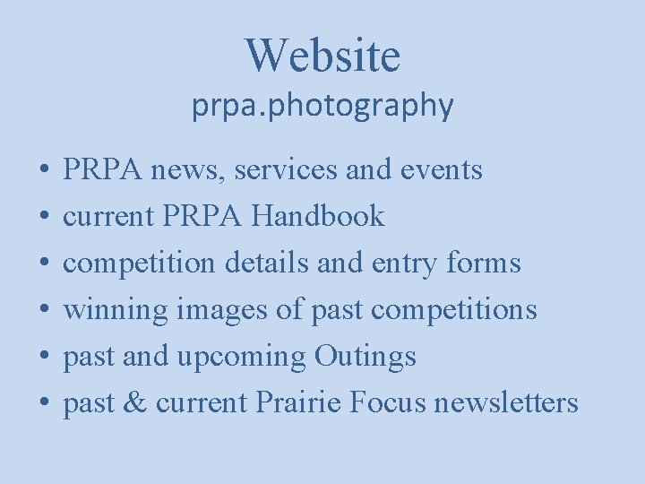 Website prpa. photography • • • PRPA news, services and events current PRPA Handbook