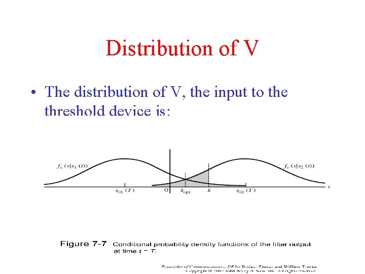 Distribution of V • The distribution of V, the input to the threshold device