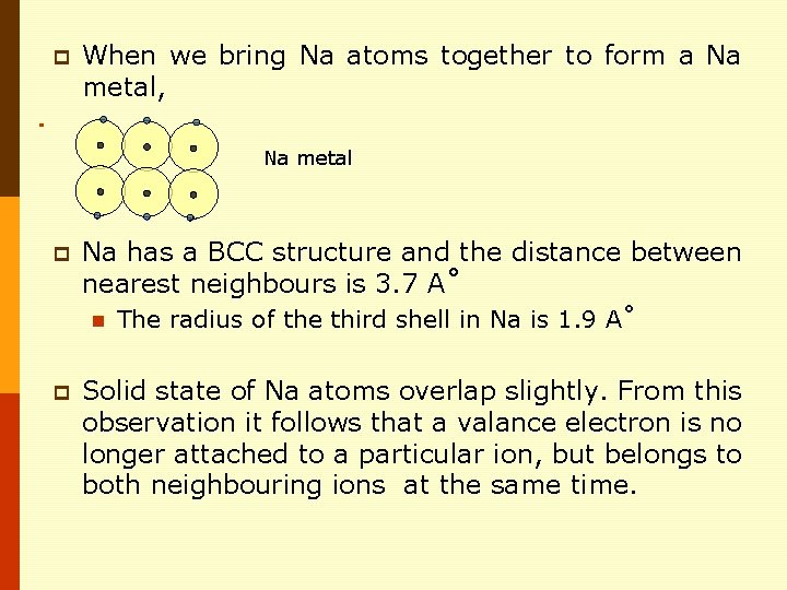 p When we bring Na atoms together to form a Na metal, Na metal p When we bring Na atoms together to form a Na metal, Na metal