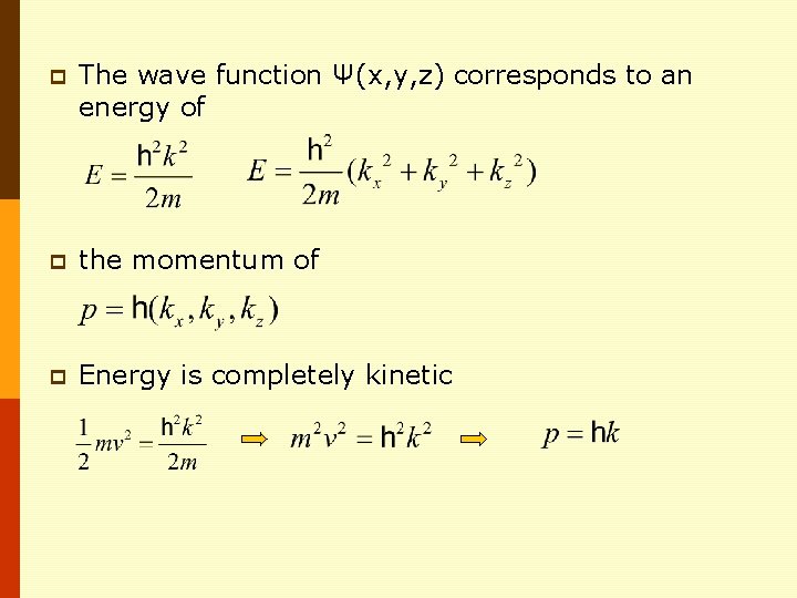 p The wave function Ψ(x, y, z) corresponds to an energy of p the p The wave function Ψ(x, y, z) corresponds to an energy of p the