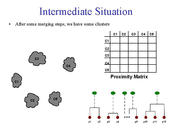 Intermediate Situation • After some merging steps, we have some clusters C 1 C