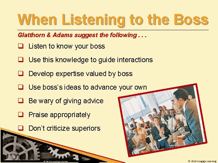 When Listening to the Boss Glatthorn & Adams suggest the following. . . q