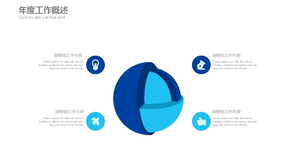 年度 作概述 CLICK TO ADD CAPTION TEXT 请替换文字内容 Please replace text, click add relevant