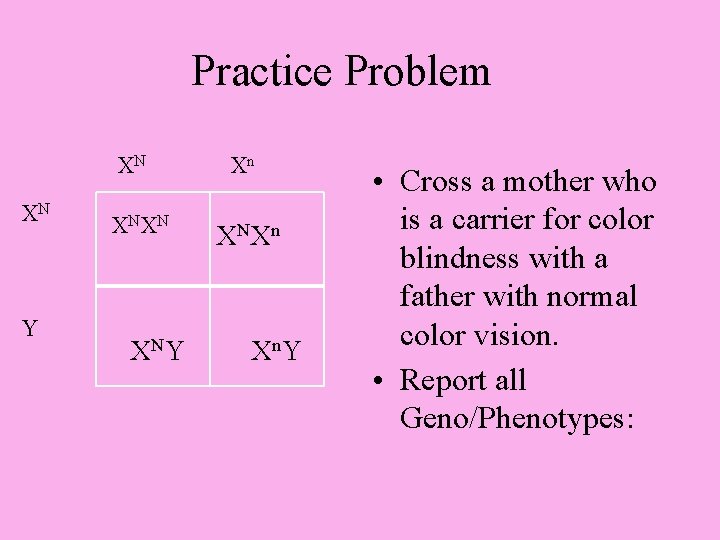 Practice Problem XN XN Y X NX N X NY Xn X NX n