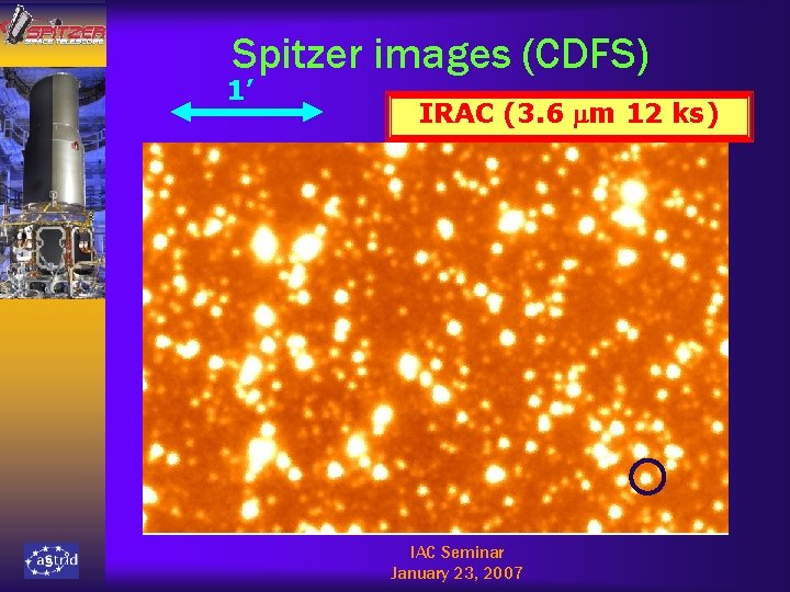 Spitzer images (CDFS) 1’ IRAC (3. 6 mm 12 ks) IAC Seminar January 23,