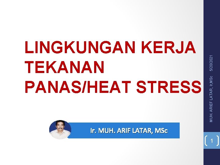 5/20/2021 MUH. ARIEF LATAR, Ir, MSc LINGKUNGAN KERJA TEKANAN PANAS/HEAT STRESS Ir. MUH. ARIF