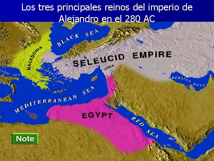 Los tres principales reinos del imperio de Alejandro en el 280 AC 