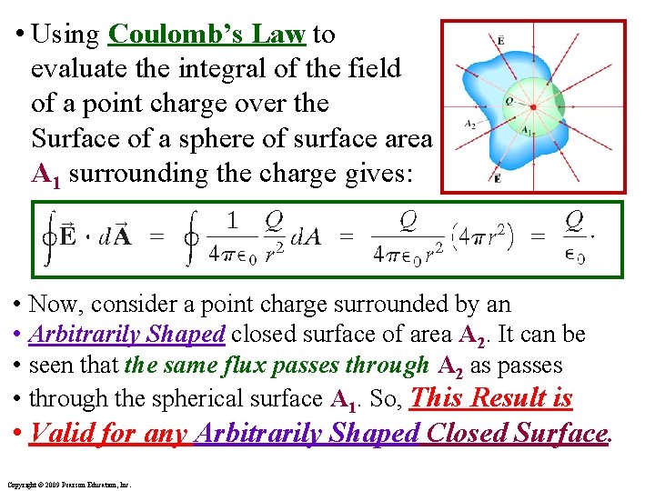  • Using Coulomb’s Law to evaluate the integral of the field of a