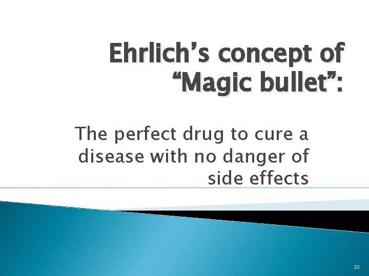 Ehrlich’s concept of “Magic bullet”: The perfect drug to cure a disease with no