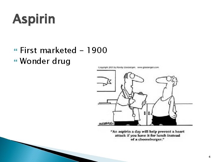 Aspirin First marketed - 1900 Wonder drug 4 