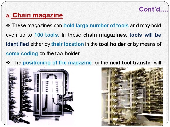 a. Chain magazine Cont’d…. v These magazines can hold large number of tools and