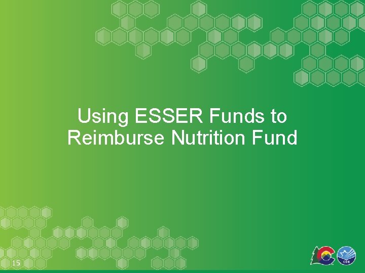 Using ESSER Funds to Reimburse Nutrition Fund 15 