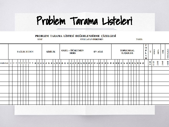 Problem Tarama Listeleri ▧? 
