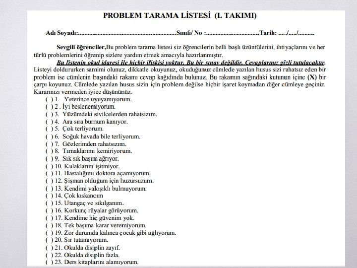 Problem Tarama Listeleri ▧? 