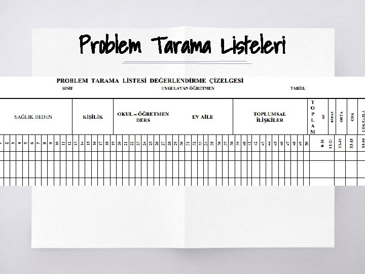 Problem Tarama Listeleri ▧? 