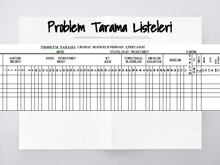 Problem Tarama Listeleri ▧? 