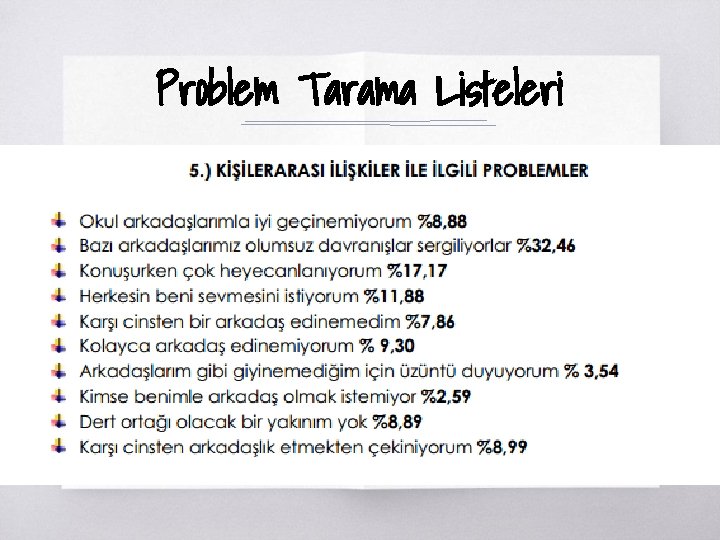 Problem Tarama Listeleri ▧? 
