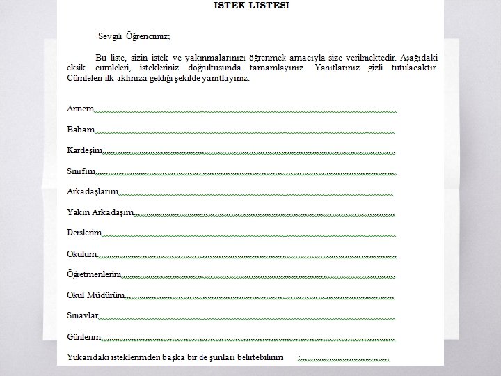 Arzu/İstek Listesi 