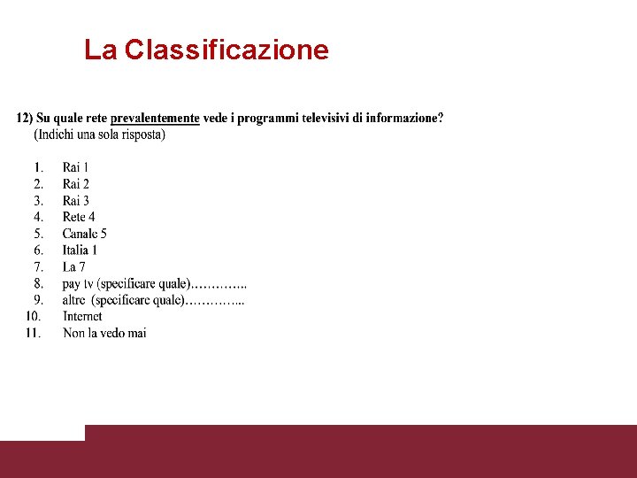 La Classificazione 