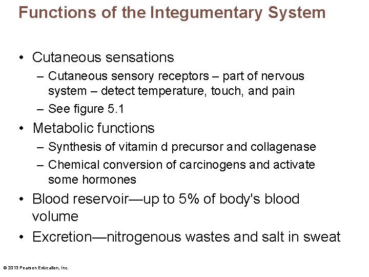 Functions of the Integumentary System • Cutaneous sensations – Cutaneous sensory receptors – part