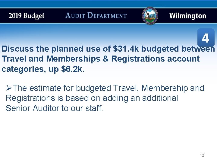 4 Discuss the planned use of $31. 4 k budgeted between Travel and Memberships