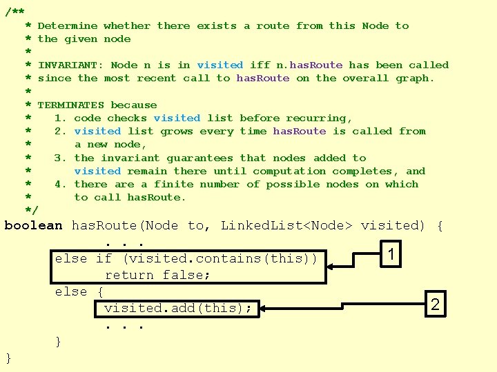 /** * Determine whethere exists a route from this Node to * the given