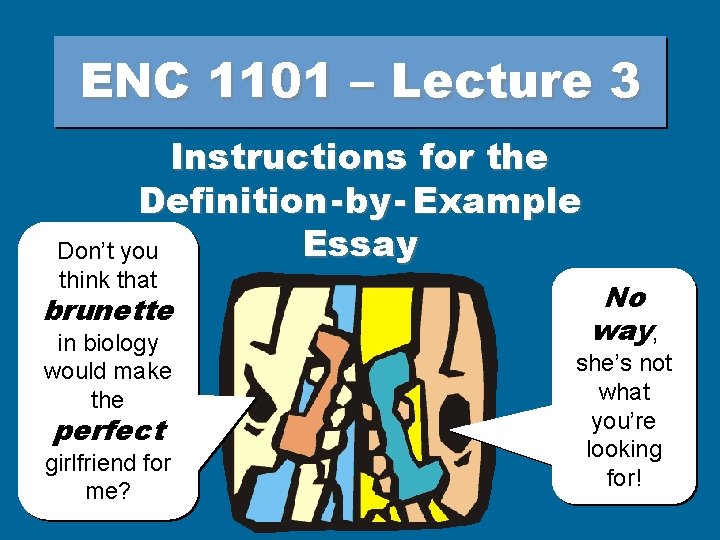 ENC 1101 – Lecture 3 Instructions for the Definition - by - Example Essay