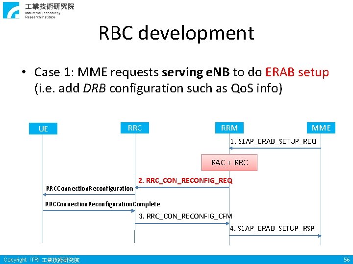 RBC development • Case 1: MME requests serving e. NB to do ERAB setup