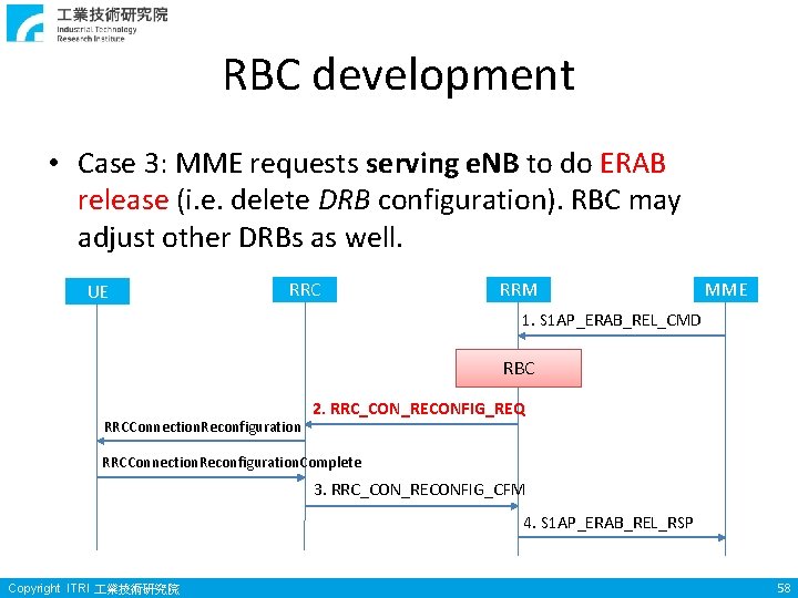 RBC development • Case 3: MME requests serving e. NB to do ERAB release
