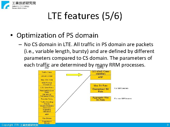 LTE features (5/6) • Optimization of PS domain – No CS domain in LTE.