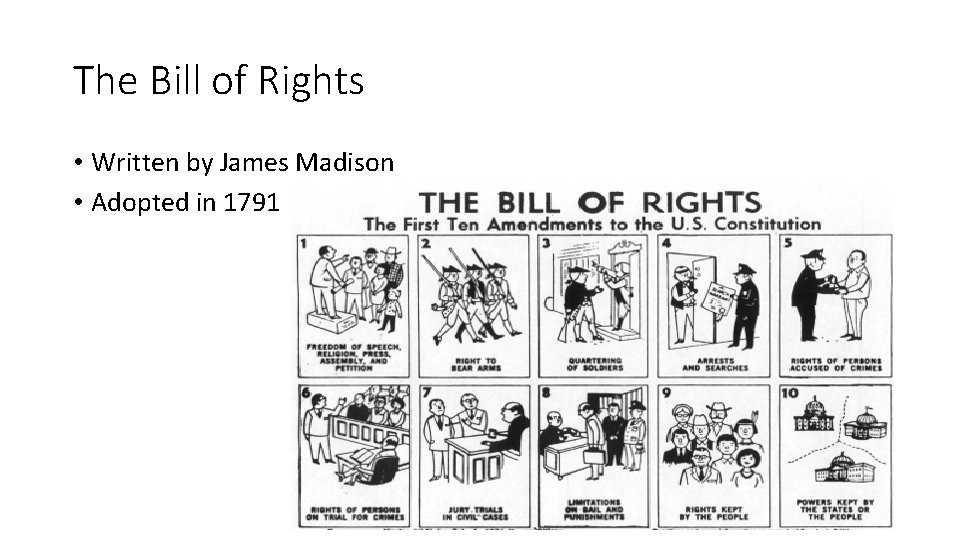 The Bill of Rights • Written by James Madison • Adopted in 1791 The Bill of Rights • Written by James Madison • Adopted in 1791