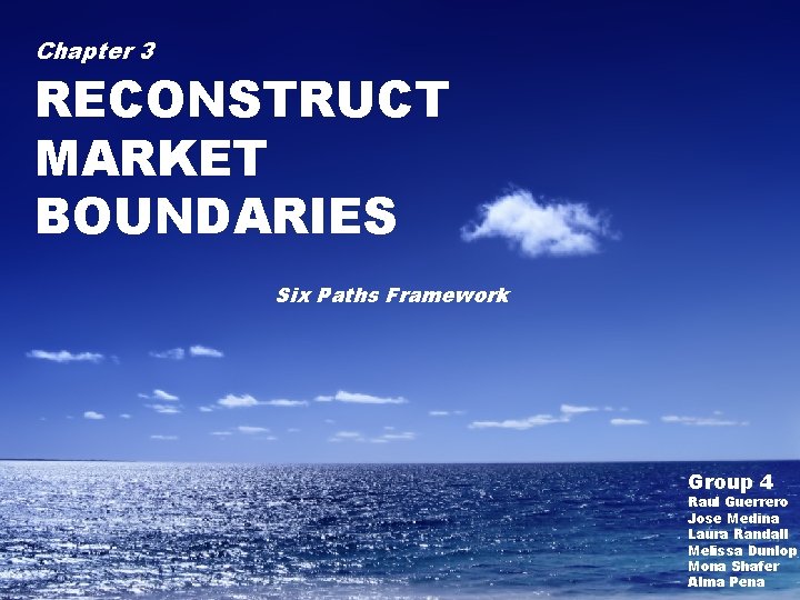 Chapter 3 RECONSTRUCT MARKET BOUNDARIES Six Paths Framework Group 4 Raul Guerrero Jose Medina