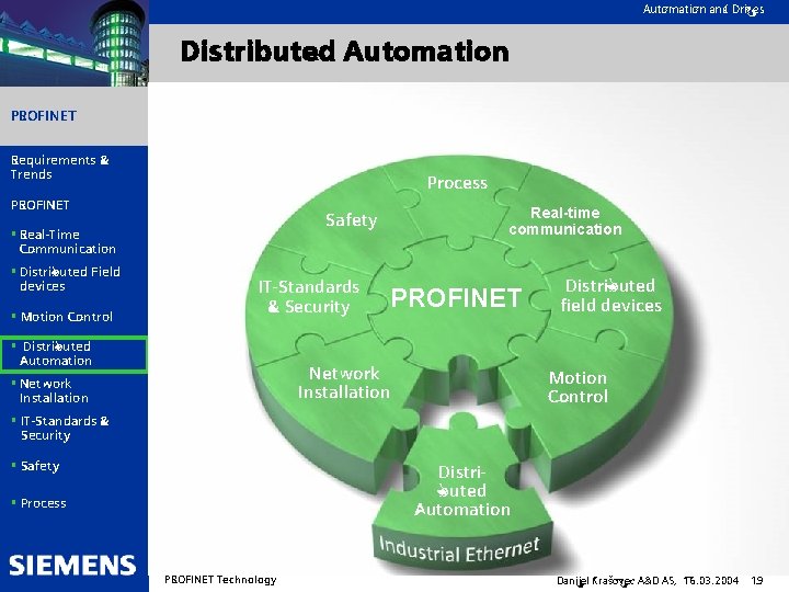 Automation and Drives Distributed Automation PROFINET Requirements & Trends Process PROFINET § Real-Time Communication