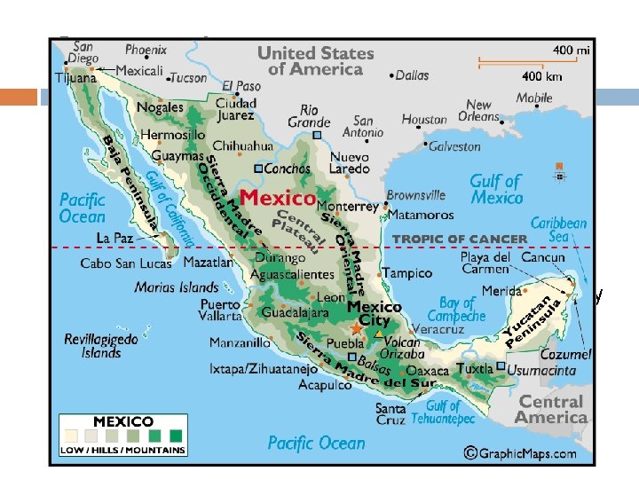 Geography Two Prominent Mountain Ranges � Sierra Madre Occidental � Sierra Madre Oriental Between