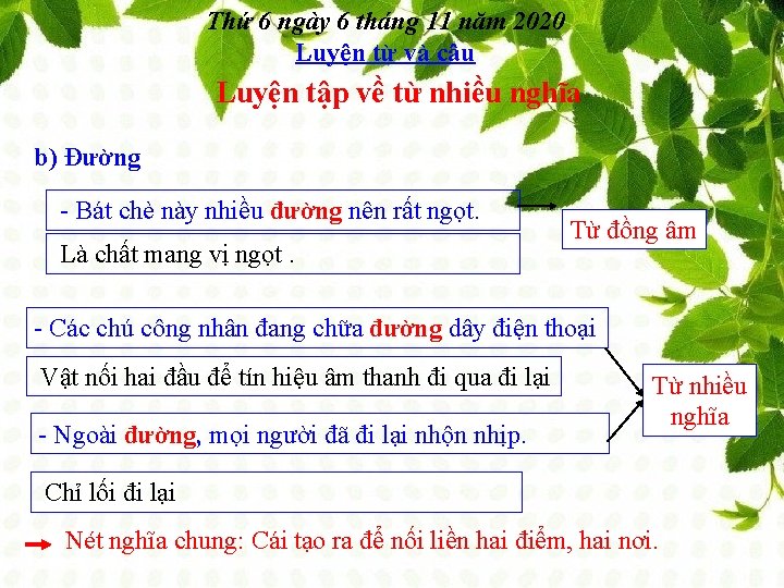 Thứ 6 ngày 6 tháng 11 năm 2020 Luyện từ và câu Luyện tập