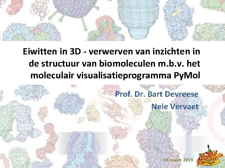 Eiwitten in 3 D - verwerven van inzichten in de structuur van biomoleculen m.