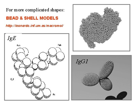 For more complicated shapes: BEAD & SHELL MODELS http: //leonardo. inf. um. es/macromol/ Ig.