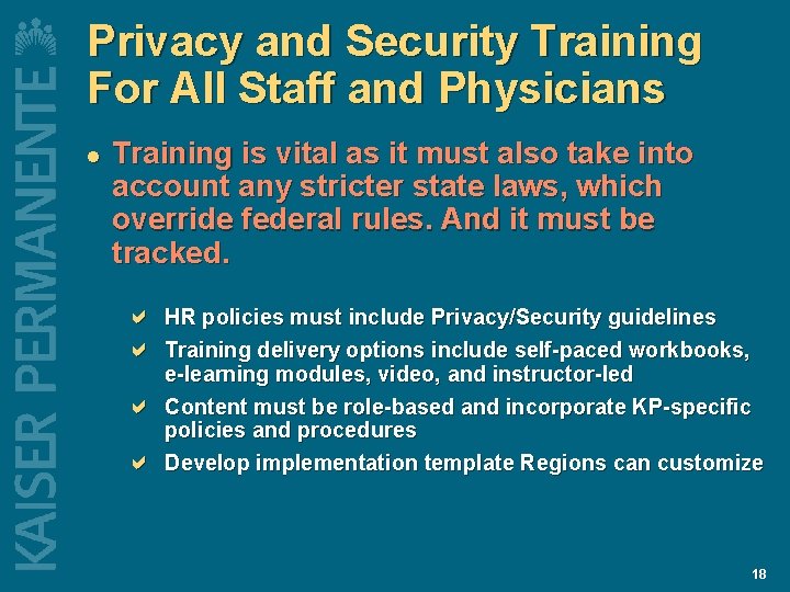 Privacy and Security Training For All Staff and Physicians l Training is vital as Privacy and Security Training For All Staff and Physicians l Training is vital as